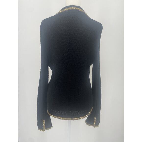 Ralph Lauren Purple Label Runway Blazer Gold Beaded Silk Knit Evening Jacket L - Picture 5 of 16